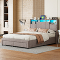 LED Polsterbett 140x200cm Doppelbett Bettgestell Stauraum mit 2 Schubladen Grau