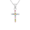Kreuz Anhänger Kette  echt 925 Sterling Silber Kristall Echtschmuck Damen Kinder