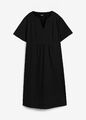 Tunika-Kleid mit Taschen mit Leinen Gr. 46 Schwarz Loose Fit Casual-Dress Neu