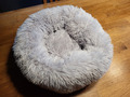 Katzenbett - Hundebett - Kissen für Kleintiere flauschig rund hellgrau  ⌀ 40cm