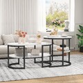 Couchtisch Rund / Rechteckig Sofatisch Beistelltisch mit Metallgestell 2er Set