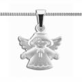 Baby Kinder Schutz Engel mit Kreuz Echt Gold 750 Weißgold mit Silber Kette 925