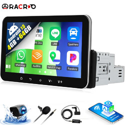 DAB+ 4+64GB Single 1 Din 7" Autoradio Apple CarPlay Android 15 Touchscreen BT FM