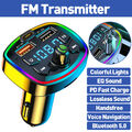 FM Transmitter Auto Bluetooth Kfz Radio Adapter 2x USB + PD Ladegerät für Handy