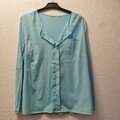 Damen Bluse Shirt von Heine Gr. 44, Türkise, Hellblau, Langarm zum krempeln