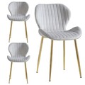 Set 2er Velours Stuhl Grau mit Goldbeinen | Glamour Polsterstuhl Diana Esszimmer