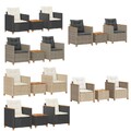 Bistroset Balkonset Sitzgruppe Gartenmöbel 3-tlg. Poly Rattan Akazienholz