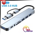 USB-C Hub 8-IN-2 Adapter USB 3.0 Verteiler Splitter Kartenleser für Laptop PC TV
