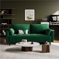 1/2 Sitzer Sofa Loveseat aus Samtstoff Polstersofa mit Kissen und Armlehnen Grün
