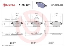 Brembo Bremsbelag Satz Bremsscheibe Scheibenbremse für VW T6 Pritsche