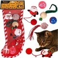 PURLOV Katzenspielzeug Set 6-tlg Weihnachten Bälle Federn Glöckchen