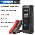 TOPDON JS1500 Auto Starthilfe kfz Powerbank sicherer Booster 10000mAh 4.0L&6.5L