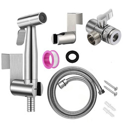 Hand Duschkopf Edelstahl Intim Hygiene Dusche WC Bad Set Bidet Brause mit Halter