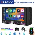 2 DIN 6.8" Autoradio Wireless Android Auto Apple Carplay AM FM RDS BT USB Type-C