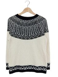 TALBOTS Rundhalspullover Damen Pullover Gr. DE 38 weiß-schwarz Casual-Look