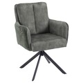 Polsterstuhl Essstuhl Armlehnstuhl 180 Grad Drehbar Grau Stoffbezug Metall