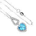 Sommer 925 Silber Halskette Herz Schweizer Blauer Topas 9Mm Cz Edelstein Schmuck