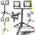 MASKO® LED Baustrahler Stativ Fluter 2x50W Außen Strahler Flutlicht Scheinwerfer
