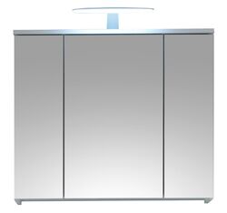 Badschrank Spiegelschrank Hängeschrank 3-türig mit LED Beleuchtung Weiß Matt