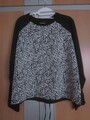 GINA Damen Pullover Gr. 40 schwarz weiß Chiffonärmel/-rücken langarm Rundhals