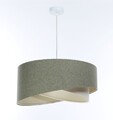Pendelleuchte Hängelampe Wohnzimmer Grün Creme E27 rund D: 40 cm Stoff Schirm