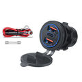Auto Dual USB C Steckdose 3.0 QC PD 12V Einbau Buchse Wasserdicht KFZ Ladegerät
