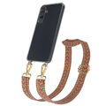 Boho Handyband für Samsung Galaxy A55 abnehmbar Gurt Tasche Hülle Orange / Grün