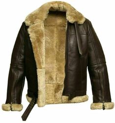 HERREN RAF B3 FLIEGER SCHAFFELL LEDER BOMBER WINTER FLIEGEN PILOT JACKE MANTE...