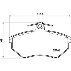 1x ORIGINAL® Hella 8DB 355 017-891 Bremsbelagsatz, Scheibenbremse Vorne, exkl.