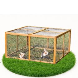 Freilauf Freigehege Hasenstall Kaninchenstall Hasenkäfig Holz Kleintierstall M01✅ 120Bx59Hx120T cm ✅ aufklappbares Dachs ✅ imprägniert