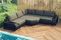 Rattan Sofa Gartenmöbel Relaxecke Grau Rattansofa Couch Möbel ASTI L Form kurz