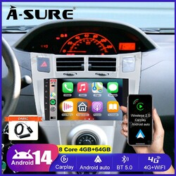 DAB+ 4G+64G Android 14 Autoradio CarPlay GPS SWC Für Toyota Yaris XP90 2005-2012