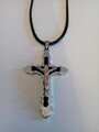 Damen Herren Folklore Schmuck Halskette Kautschukbandkette Kreuz Anhänger UNISEX