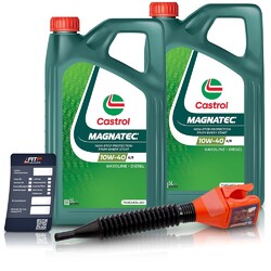 CASTROL 10 L LITER MAGNATEC 10W-40 A/B MOTOR-ÖL MOTORENÖL### INKL. ÖLWECHSEL-ANHÄNGER + EINFÜLLTRICHTER ###
