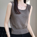 Damen Strick Weste Cami Tank Top Träger ärmellos Strick Shirt Tee Basic weich