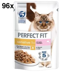 PERFECT FIT NASSFUTTER KATZENFUTTER IN PORTIONSBEUTEL SENSITIVE 1+ LACHS 96x85g