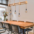 LED Holz Pendel Decken Leuchte Gäste Zimmer Luxus Hänge Lampe Hanfseil Filament 