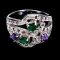 925 Sterlingsilber Ring Ovaler Smaragd Amethyst Saphir Edelstein Schmuck Größe 9