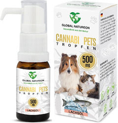 ® Cannabi Pets Öl 500 Mg (30 Ml) Auf Lachsölbasis, Beruhigungsmittel Für Hunde U