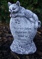 Grabschmuck Katze Haustier mit Inschrift Frostfest Steinguss Deko wetterfest