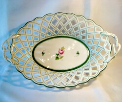 Herend große Porzellan Korbschale Durchbruch Korb Brotkorb Obstkorb / CQ 590