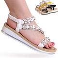 Damenschuhe Keilabsatz Sandalen Riemchen Sandaletten Plateau Glitzer Blume