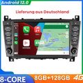 Autoradio GPS NAVI Android 12 128GB für Mercedes Benz C-Klasse W203 DAB+ CarPlay