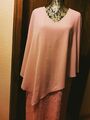 SPITZEN KLEID  LACHS MIT ORGANZA OBERTEIL FESTLICH NEUW. GR.42