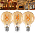 3x E27 G80 LED 4W Vintage Dekorativ Glühbirne Filament Edison Birnen Dimmbar