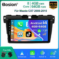 4+64G GPS Navi Android14 Car Stereo Autoradio CarPlay Für Mazda CX7 2008-2015