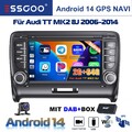 2+64G CarPlay DAB+ Android 14 Autoradio Für Audi TT MK2 8J TFSI GPS NAVI BT AKM