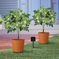 2er Set Solar LED beleuchtete künstliche Efeu Deko Garten Pfähle