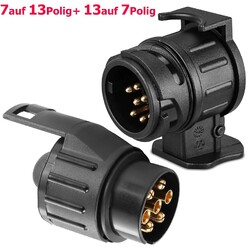 Anhänger Adapter Set 7-13 + 13-7 polig 12V Anhängerkupplung Stecker Kurzadapter