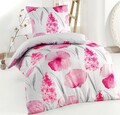 4Tlg Bettwäsche Set 135x200 Schlafzimmer Kissenbezug 80x80 NEU Weiß  Mohnblume